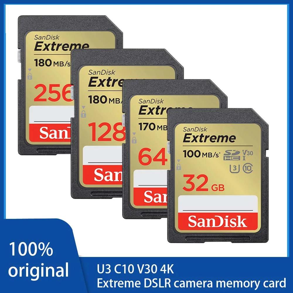 SanDisk ޸ ī ͽƮ SD ī, 1080p 3D Ǯ HD ī޶, 32GB, 64GB, 128GB, 256GB, 4K UHD SDHC SDXC C10 U3 V30, ִ 180 M/s